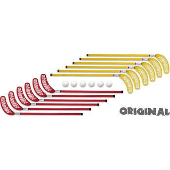 Florbalová hůl Unihoc Basic Reactor Original Florbalový set (9-12 let) červená / žlutá, Oboustranná, 80cm (=90cm), (9 - 12 let)