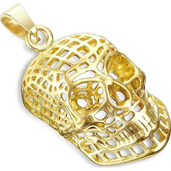 Módní doplněk Šperky4U Ocelový přívěšek - zlacená lebka drátěná - OPP1744-GD