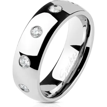 Prsten Spikes USA Ocelový prsten se zirkony, šíře 6 mm - velikost 62 - OPR0100-6-62