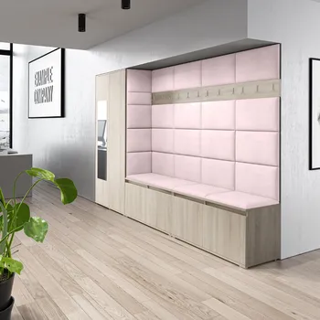 Předsíňová stěna Eka Předsíňová stěna s čalouněnými panely Trinity 9 - Sonoma / Světlá růžová 2319