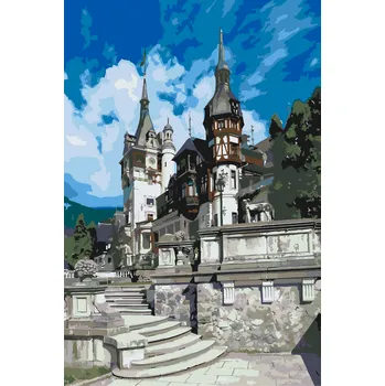 Malování podle čísel - Zámek Peles Velikost: 40x60cm, Rámování: Pouze srolované plátno