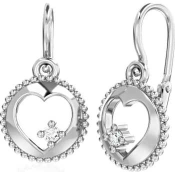 Náušnice Couple, Srdíčkové dětské náušnice Orin, bílé zlato s&nbsp;brilianty, 585-66-3-0682.1B00.0.00.FVS.000.14