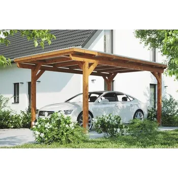 Přístřešek na auto Přístřešek na auto Konsta 304 x 500 cm dub světlý vč. alu plechu