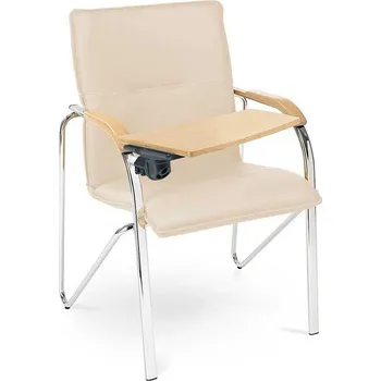 Konferenční křeslo SAMBA s psacím pultem, jemná koženka, barva béžová