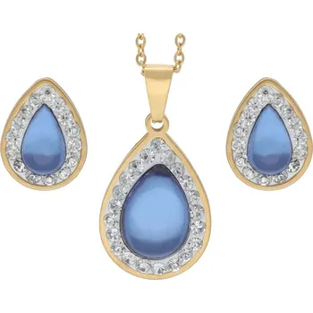 Souprava šperků Doria Set šperků z oceli zlato-modrý K237