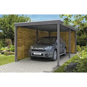Přístřešek na auto Přístřešek na auto SKAN HOLZ Cubus 294 x 574 cm břidlicově šedý vč. stěn