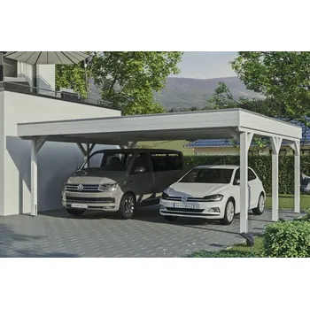 Přístřešek na auto Přístřešek na auto SKAN HOLZ Grunewald dvojitý 622 x 554 cm bílý