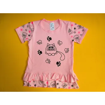 Dívčí tričko Arex, ČR Dívčí tunika krátký rukáv volánek+potisk Barva: světlerůžová, Velikost: 98