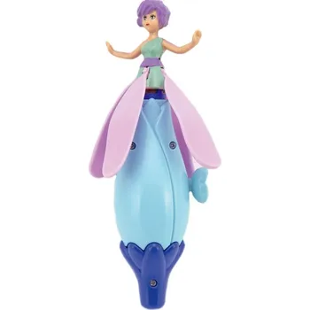 Panenka Teddies Vystřelovací víla panenka plast 17cm modrá fialové vlasy