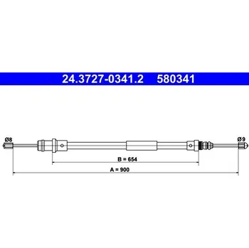 Lanko parkovací brzdy Tažné lanko, parkovací brzda ATE 24.3727-0341.2