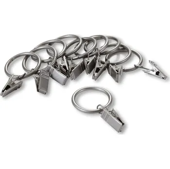 Uchycení záclony a závěsu Wooline Žabky na záclony a závěsy s kroužkem 10 ks stříbrné