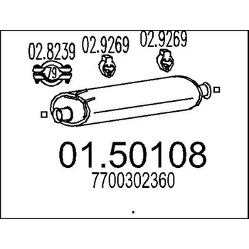Tlumič výfuku Střední tlumič výfuku MTS 01.50108