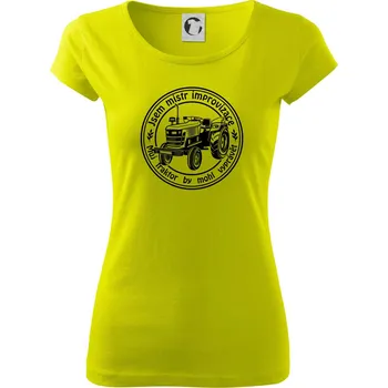 Dámské tričko Mistr improvizace starý traktor - Dámské triko Pure - XS ( Limetková )