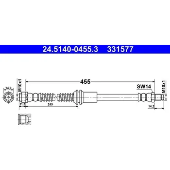 Brzdový systém Brzdová hadice ATE 24.5140-0455.3