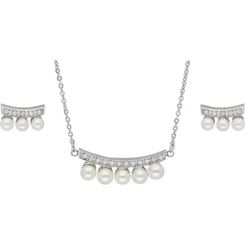 Souprava šperků Doria Set šperků z oceli stříbrný s perličkami K459