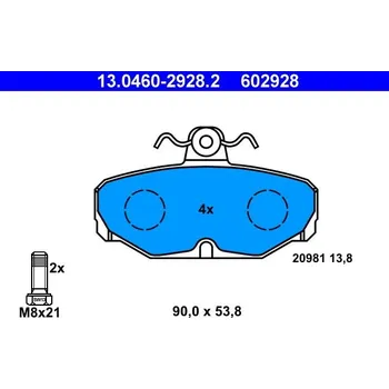 Brzdový systém Sada brzdových destiček, kotoučová brzda ATE 13.0460-2928.2