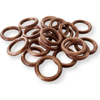 Uchycení záclony a závěsu Wooline Dřevěné kroužky na záclony olše 20 ks