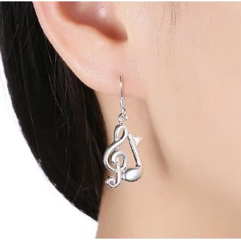 Náušnice houslový klíč a nota osminová
