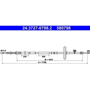 Brzdový systém Tažné lanko, parkovací brzda ATE 24.3727-0798.2