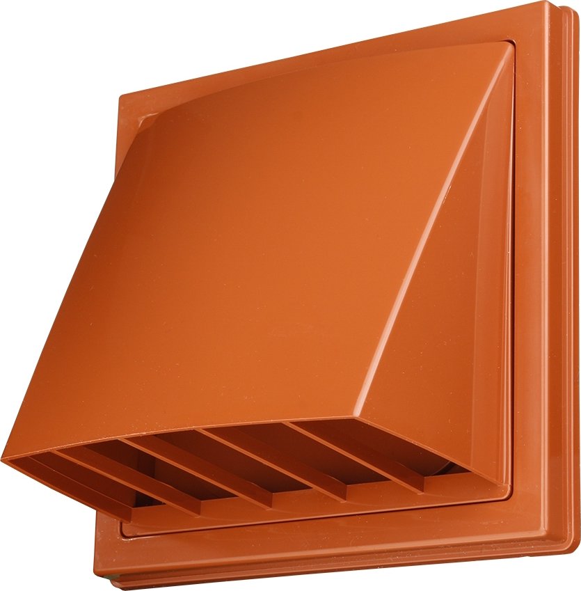 Plastová větrací mřížka, stříška, klapka Dalap GP 152 BKF ASA TERRACOTTA GP 152 BKF ASA, 190x190 mm / Ø 150-160 mm, terakota