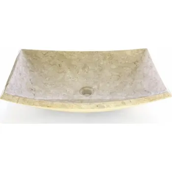 Umyvadlo Designové umyvadlo na desku klenuté- leštěný mramor krémový, 60x40 cm