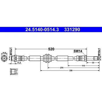 Brzdový systém Brzdová hadice ATE 24.5140-0514.3
