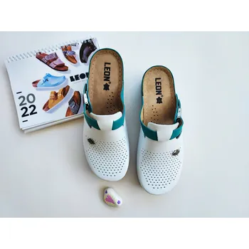 Dámská zdravotní obuv Leon 901 Dámská zdravotní kožená obuv uzavřená - Tyrkysová Velikost: 36