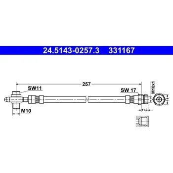 Brzdový systém Brzdová hadice ATE 24.5143-0257.3