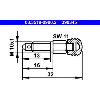 Přislušenství brzdového systému Odvzdušňovací šroub / ventil ATE 03.3518-0900.2
