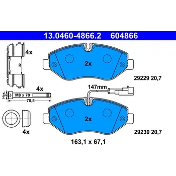 Brzdová destička Sada brzdových destiček, kotoučová brzda ATE 13.0460-4866.2