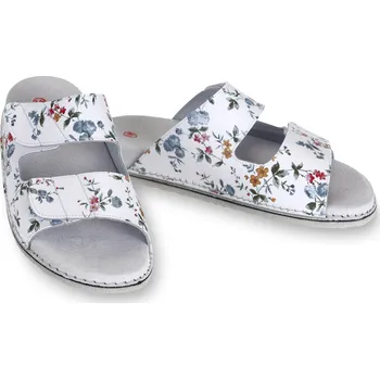 Dívčí pantofle Wooline Pantofle ortopedické kožené s květy, otevřená špička, dámské Velikost obuvi: 40 zdravotní obuv!
