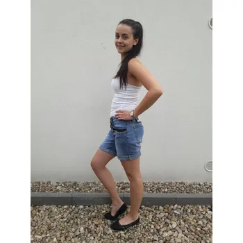 Dámské kraťasy DÁMSKÉ KRAŤASY S PERLIČKAMI19300 - Sublevel modrá jean XL