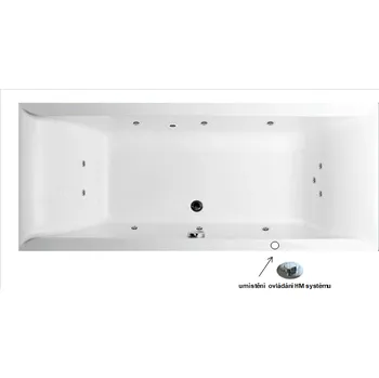 Vana Excel Tesárek EXCEL masážní vana VERONELA 180 x 80 x 42 cm, HYDRO PNEU + Čistící přípravek zdarma