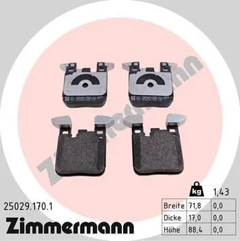 Brzdová destička Sada brzdových destiček, kotoučová brzda ZIMMERMANN 25029.170.1