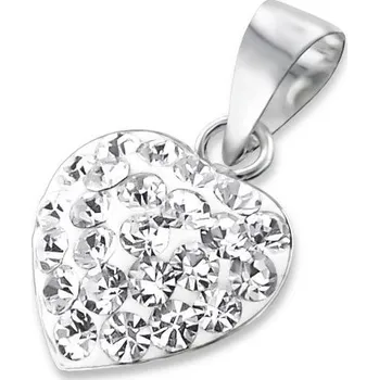 Souprava šperků Silver Přívěšek stříbrné srdce s krystaly (925) - White