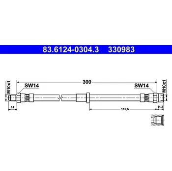 Brzdový systém Brzdová hadice ATE 83.6124-0304.3