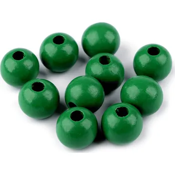 Dětské navlékací korálky Dřevěné korálky Ø25 mm, barva 4 zelená