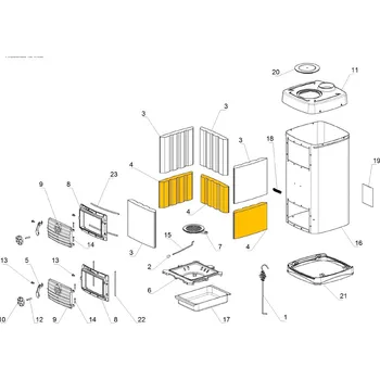 Krbová kamna NORDICA Náhradní šamot pro kamna MAJOR; 200 x 310; ND 1121004 - spodní