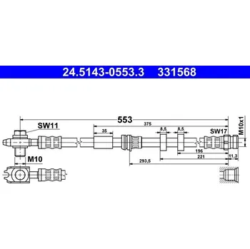 Brzdový systém Brzdová hadice ATE 24.5143-0553.3
