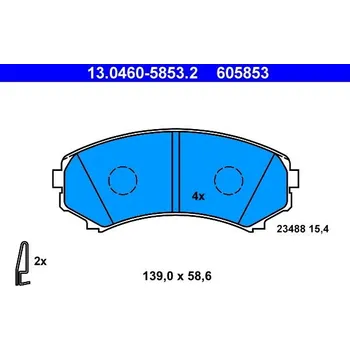 Brzdová destička Sada brzdových destiček, kotoučová brzda ATE 13.0460-5853.2