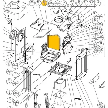 Krbová kamna JOTUL Boční vnitřní díl F 350/I 350 pravý (vermikulit, nový typ) - náhradní pravý šamot pro kamna Jotul F 350 nebo krbovou vložku I 350