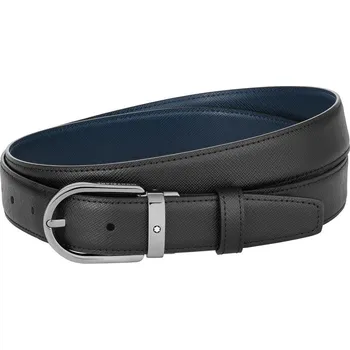 Módní doplněk Opasek Horseshoe buckle black/blue 30 mm