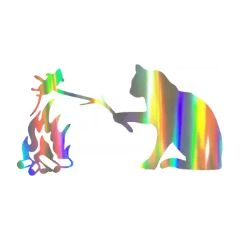 Samolepicí dekorace na vozidlo Kočka s myší levá (93 - Holografická) SAMOLEPKA NA AUTO, NÁLEPKA, FÓLIE, POLEP, TUNING, VLASTNÍ TEXT, TISK, AUTOSAMOLEPKY.cz, POLEPY, OBRÁZEK, LOGO, 3D STICKERS