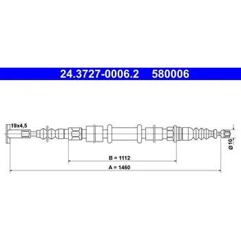 Brzdový systém Tažné lanko, parkovací brzda ATE 24.3727-0006.2