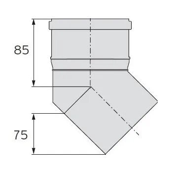 Kouřovod Koleno 2x 45° Ø 80mm, PP, odkouření pro Kondenzační kotle