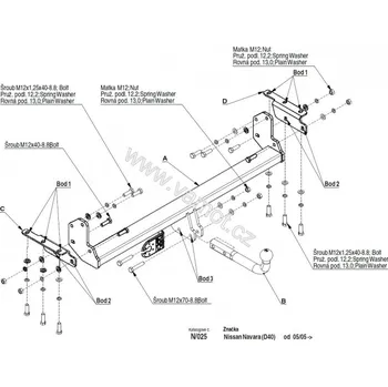 Tažné zařízení Tažné zařízení Nissan Navara, se stupínkem (2005 - 2015 (D40)) (5126)