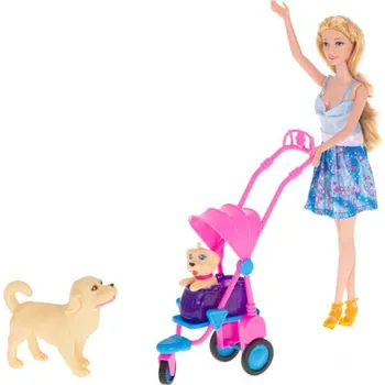 Panenka Panenka na procházce s pejsky v kočárku