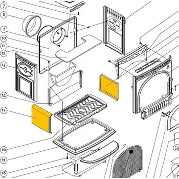 Krbová kamna JOTUL Boční vnitřní díl F 3 TD/ 3 MF, číslo dílu 10204312