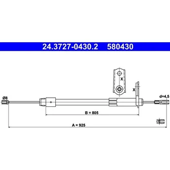 Brzdový systém Tažné lanko, parkovací brzda ATE 24.3727-0430.2