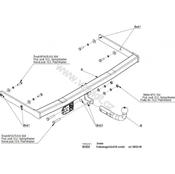 Tažné zařízení Tažné zařízení VW Golf III Kombi (1993 - 1999 (III)) (618)